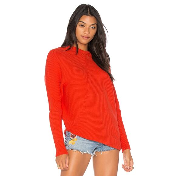 Free People Sweater Womens Medium Coral Downtown Chunky Knit Oversized Pullover - Picture 1 of 12